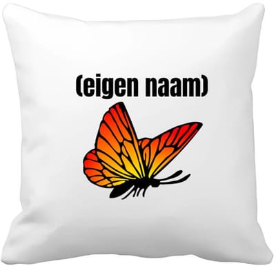 Akyol - oranje vlinder met eigen naam Kussen hoes - Vlinder - dieren liefhebber - iemand die houdt van vlinders - verjaardag - cadeau - kado - geschenk - 40 bij 40 cm