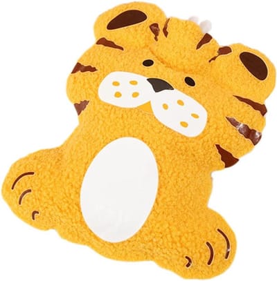 Zachte premium warmwaterzak met wollige overtrek en schattig diermotief - warmwaterkruik inclusief deksel, PVC materiaal - leuk cadeau voor vrouwen, mannen, kinderen - tijgers.