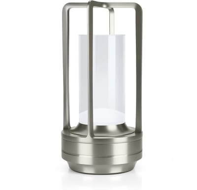 MMOBIEL LED Tafellamp Glazen Dimbaar Oplaadbaar – Draadloze Metalen Tafellamp met Touchbediening, 3 Lichtkleuren, USB-C, 2000mAh Accu voor Binnen & Buiten, Slaapkamer, Restaurant, Patio – Zilver