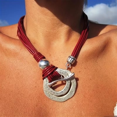 1 Stuk Boheemse Etnische Stijl Dubbele Laag Ring Hanger Ketting Vintage Sieraden Jubileum Vakantie Cadeau brown