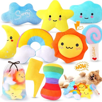 DOWO Honden Speelgoed Set - Knuffel Hond – Hondenknuffel - Puppy Knuffel - Puppy Speelgoed - Knuffel voor Hond - Hondenspeelgoed - 9 Stuks