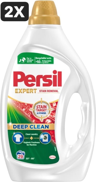 2 x Persil Expert - Vlekverwijdering - Vloeibaar Wasmiddel - Witte en Gekleurde Was - 29 Wasbeurten