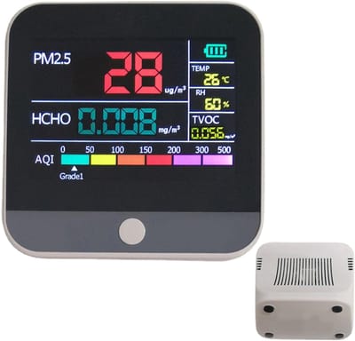 Luchtkwaliteitsmeter Binnen - Luchtkwaliteit Tester - Gezonde Lucht - 4 in 1 Meting - 9x9x5cm