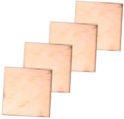 Set van 4 Pure Koperen Platen 50mm x 50mm x 0,8mm voor Metaalbewerking, Sieradenmaken en Elektronica