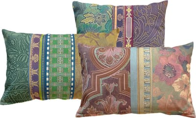 NIN-NIT - Paleis Het Loo kussenset - 3 sierkussens - kussens met prints uit Paleis Het Loo - roze - groen - blauw - paars - lila - geel - bloemen - natuurprint - 40x60 cm - 50x50 cm - velvet