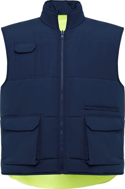 High Visibility Reversible Bodywarmer 'Persei' Donkerblauw/Fluor Geel maat L
