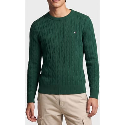 Tommy Hilfiger Classic Cotton Cable Ornamental Green Taglia: L | Maglioni a maglia Outlet | Uomo | Verde