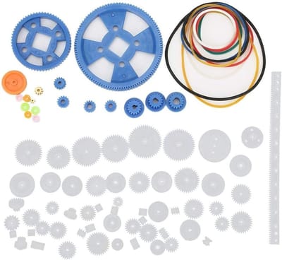 Complete Set van 80 Stuks Plastic Tandwielen voor DIY Auto en Robotprojecten met Enkele en Dubbele Vermindering