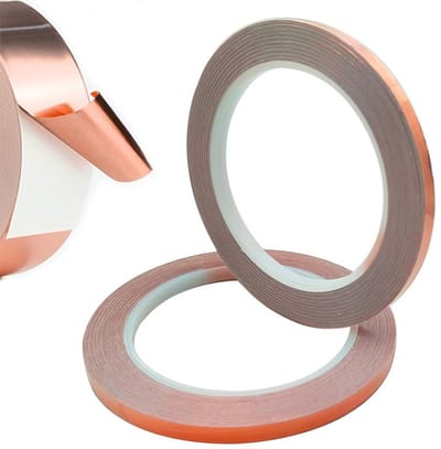Conductieve koperen afschermingstape 6 mm × 20 m - EMI en HF afscherming, ideaal voor elektrische onderhoud en decoratie, 2 rollen