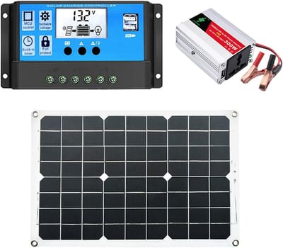 Draagbare Zonnegenerator - Zonne-energie Kit - Back-up Stroom - Inclusief Zonnepanelen - 300 Wh - Zwart