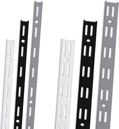 Set van 2 Zwarte Wandrails voor Plankdragers met 50mm Rastermaat - 50cm Lang