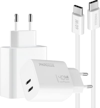 Phreeze usb C oplader 40w met kabel - Snellader met 2 poorten