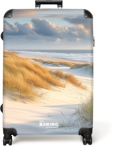 NoBoringSuitcases.com® - Koffer groot - Reiskoffer lichtgewicht - Duinen met helmgras - Rolkoffer met 4 wielen - Grote trolley XL - 98 liter bagage
