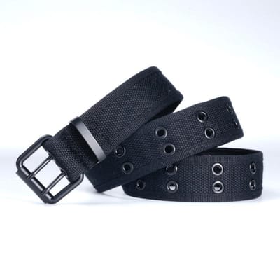 Herenriem Nieuwe Eenvoudige Buiten Gebreide Riem Casual Nylon Broekriem Dubbele Naald Gesp Riem Riem Herenriem 120cm black