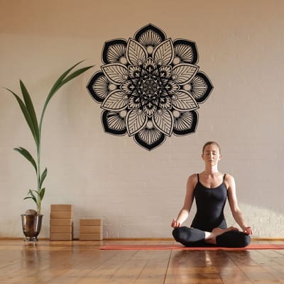 Wanddecoratie | Mandala    | Metal - Wall Art | Muurdecoratie | Woonkamer |Zwart| 60x60cm