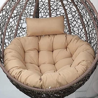 Eivormige hangstoel - Schommelstoel buiten - Buiten ontspannen - Inclusief kussen - 105 x 90 cm - Caqui