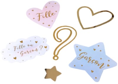 ARTYFETES - 6 Gender Reveal Tafeldecoraties meisje of jongen roze, blauw en goud