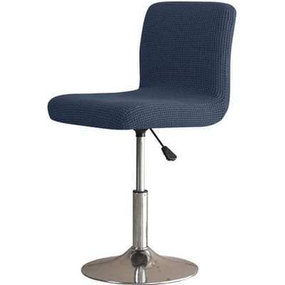 1 pièce Housse de chaise de bar jacquard élastique à dossier court pour chaise de bureau, housses de tabouret de couleur unie pour salle à manger, hôtel 1pc chair cover black