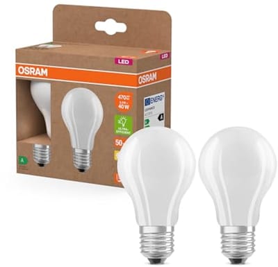 Energiezuinige LED-lamp A 40 in matglas, 2,2W, 470lm, E27, warm wit licht, energieklasse A, verpakking van 2 stuks