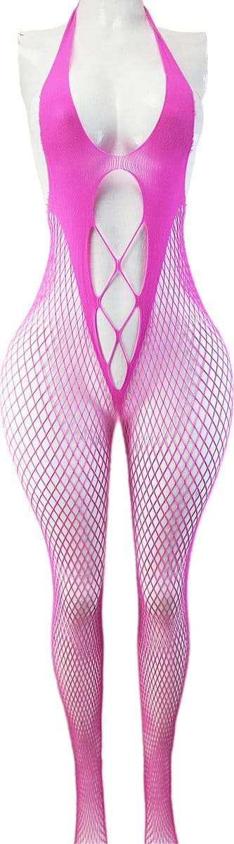 BamBella ® - Panty pak -Onesize - body suit - Dames - Onesize - Erotische jumpsuit van kant lingerie Roze