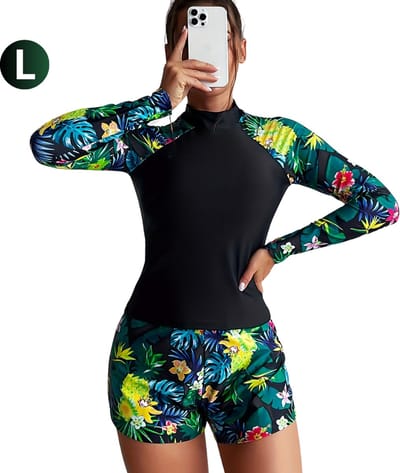 Bovista Rash Guard - Surf Shirt - Zwemkleding - UV Beschermende Kleding - Voor Zwemmen - Surfen - Duiken - Donkergroen - Maat L