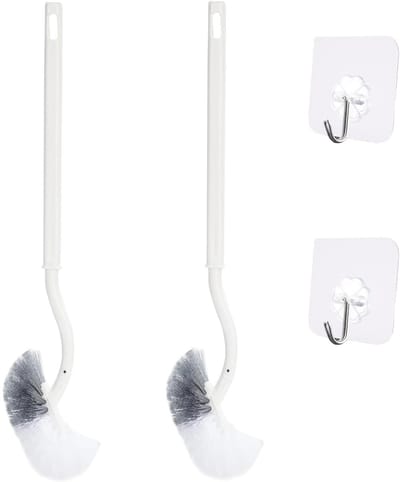 Dailygoods - Set van 2 Toiletborstels met Gebogen Handgreep voor Dieptereiniging