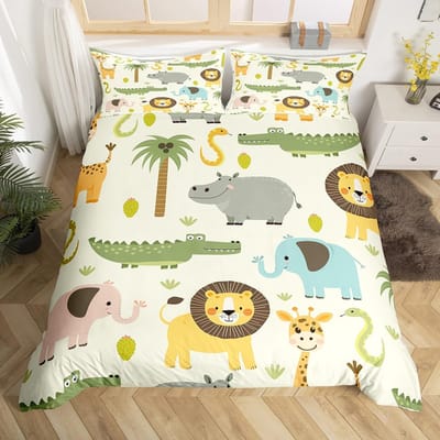 Alligator Dekbedovertrek Set Krokodil Wildleven Patroon Microvezel Beddengoed Set Volwassene Kind Slaapkamer Zacht Dekbedovertrek Met Rits EU Single(135*200cm)3pcs