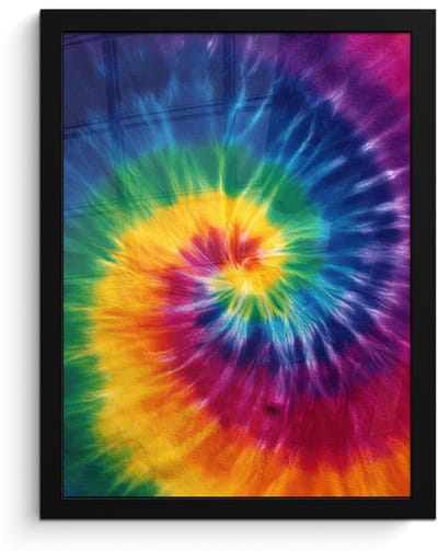 Poster in lijst - Fotolijst 30x40 cm - Posters - Regenboogkleuren - Spiraal - Kleurrijk - Posterlijst zwart - Decoratie - Wanddecoratie woonkamer - Muurdecoratie slaapkamer