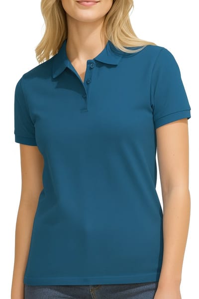 Dames Polo Shirt Lichtblauw - Kraag - T-shirt - Aansluitend - Maat S