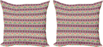 ABAKUHAUS Azteekse decoratieve kussenhoes, 2-pack, etnisch horizontaal ontwerp, modern accent, dubbelzijdige digitale print, 40x40 cm, meerkleurig