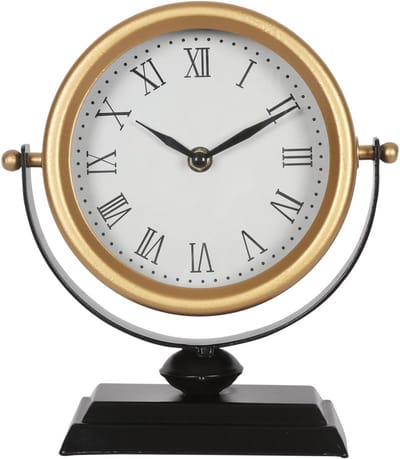 Vintage metaalklok met verweerde look - stille niet-tikkende klok voor op het bureau of plank - rustiek design voor kantoor, woonkamer of slaapkamer