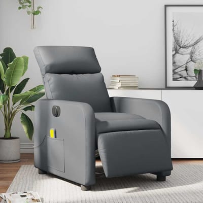 vidaXL - Massagestoel - verstelbaar - elektrisch - kunstleer - grijs