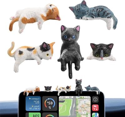 Mini kattenfiguren - Schattige beeldjes - Auto dashboard decoratie - Set van vijf - 5 stuks - Meerkleurig