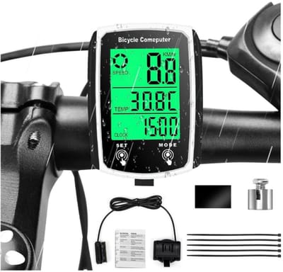 Fietscomputer - Fietskilometerteller - Snelheidsmeter - Kilometerteller Fiets - Bedrade Fietscomputer - Waterdicht - HD-snelheidsmeter - Achtergrondverlichting - 19 Functies - MTB-kilometerteller - voor MTB Racefiets - Zwart-wit