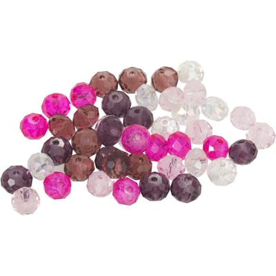 Glas gesneden kralen, 8 mm, 45 stuks - Purper/Rozig