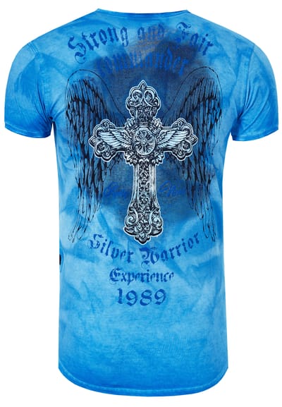 T-shirt met V-hals en voor- en achterkant bedrukt