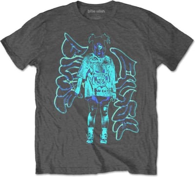 Billie Eilish - Neon Graffiti Logo Heren T-shirt - S - Grijs