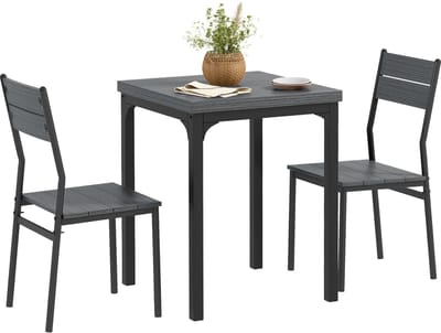 Homcom Eettafelset-MDF, Metaal-60L x 60B x 76H cm-Grijs