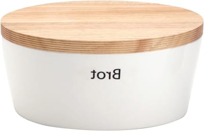 Broodpot Ovaal - Broodtrommel Keramiek - Brood Vers Houden - Met Houten Deksel - 27 x 20 x 13 cm
