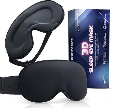 Zentavo® 3D Slaapmasker – 100% Verduisterend Zijdezacht Traagschuim Oogmasker, Verstelbaar, Unisex Zwart