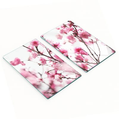 Decoratieve glazen snij- en serveerplanken met pruimenbloesemmotief, 2x30x52 cm