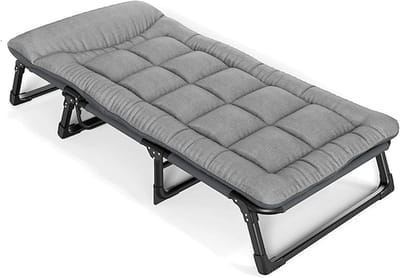 Kampeerbed - Opvouwbaar Bed - Buiten Ontspannen - Verstelbare Rugleuning - 190 cm - Zwart