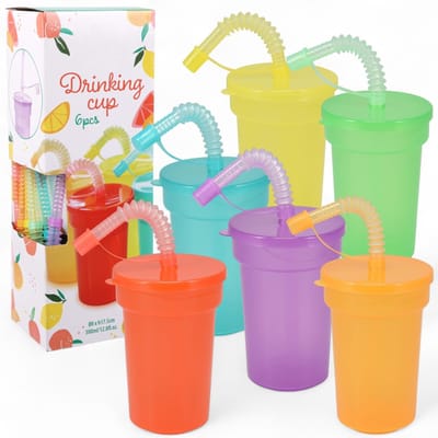 Dailygoods- Drinkbekerset 6 stuks - 380 ml - Robuust - Kleurrijk - Herbruikbaar - Ideaal voor kinderen - Vaatwasmachinebestendig - Bekers