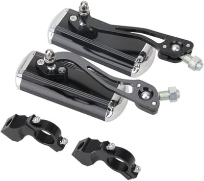 Verstelbare achteruitkijkspiegel voor motorfiets, 10 mm, geschikt voor Bobber en chopper, zwart/blauw/goud/rood/zilver, ideaal voor motorrijders