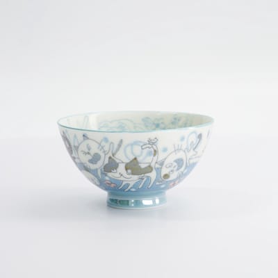 Tokyo Design Studio – Kawaii – Rijstkom – 11,4×6,2cm – 300ml – Blauw – Kat
