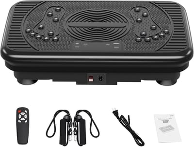 Trillingsplaat Fitness - Oefenplatform Lymfedrainage - Full Body Workout - 5 Trainingsprogramma's - 53x32 cm - Zwart
