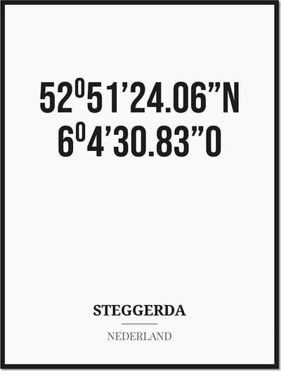 Poster/kaart STEGGERDA met coördinaten