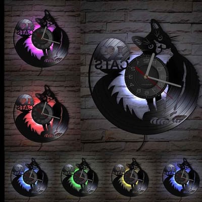 Schattige katten wandklok met LED nachtlampfunctie - Perfect cadeau voor dierenliefhebbers en kattenfans