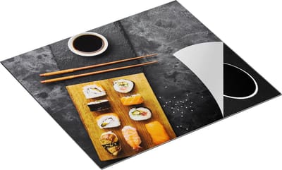 Chefcare Inductie Beschermer Sushi met Soja Saus op een Marmer - 60x50 cm - Afdekplaat Inductie - Kookplaat Beschermer - Inductie Mat