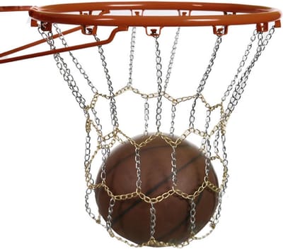 Basketbalnet verzinkt ijzer goud, vervangend net voor basketbalkorf, metalen reservenet, outdoor en indoor gebruik